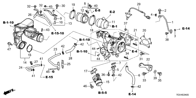 2021 Acura TLX Hose, Turbocharger Oil Return Diagram for 15542-6B2-A01