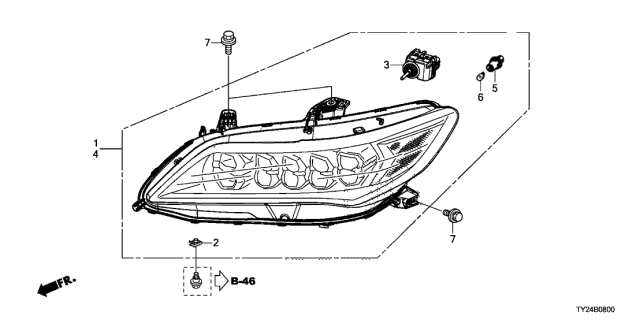 2015 Acura RLX Right Headlight Assembly Diagram for 33100-TY2-A03