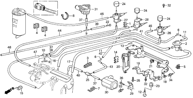1988 Acura Integra Purge Cut Solenoid Valve Assembly Diagram for 36166-PG7-A01