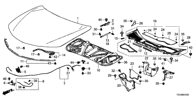 2021 Acura TLX Clip, Hood Open Wire Diagram for 91505-TF0-G01
