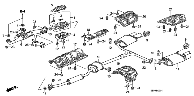 2007 Acura TL Exhaust Mounting Bracket Diagram for 18282-SEP-A50