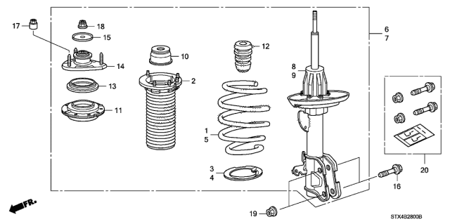2008 Acura MDX Left Front Shock Absorber Unit Diagram for 51606-STX-A05