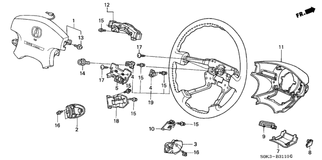 1999 Acura TL Driver Airbag Assembly (Dark Fern) Diagram for 06770-SY8-A90ZC