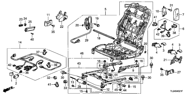2011 Acura TSX Front Seat Components Diagram 2