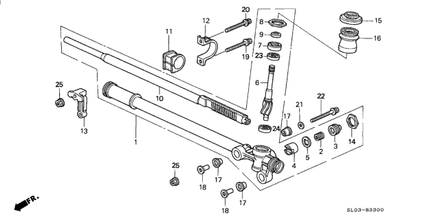 1992 Acura NSX Mount Base, Steering Diagram for 53439-SL0-A00