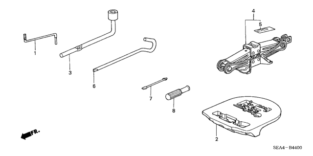 2005 Acura TSX Plate, Jack Caution Diagram for 89311-S5A-003