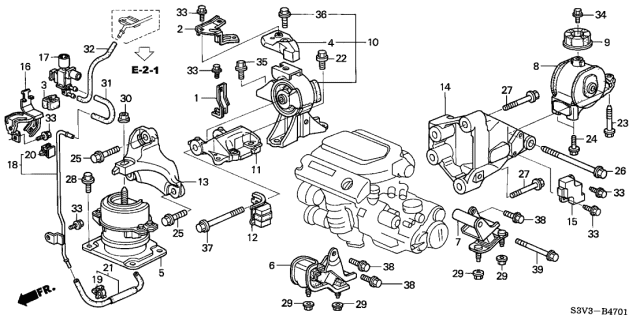 2003 Acura MDX Engine Side Weight Diagram for 50405-S3V-A91