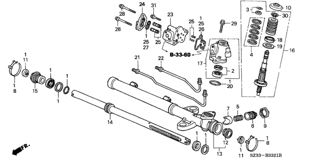 1998 Acura RL Housing Sub-Assembly, Steering Rack Diagram for 53608-SZ5-A01