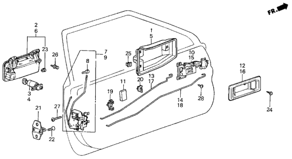 1988 Acura Integra Rod, Driver Side Lock Inside Diagram for 75528-SD2-003
