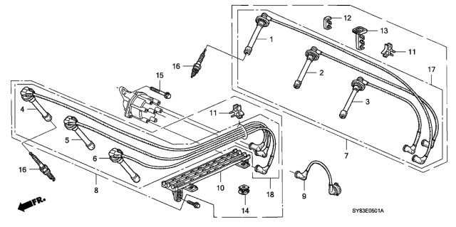 1999 Acura CL Wire Assembly, Ignition Diagram for 32722-P8A-A02