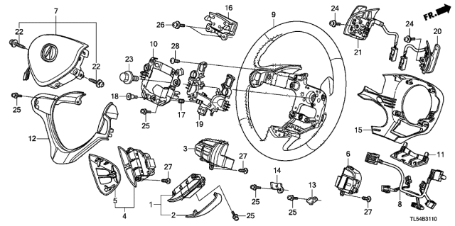 2013 Acura TSX Steering Wheel (SRS) Diagram