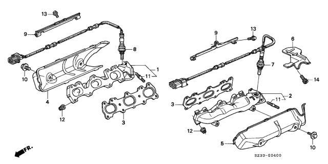 2004 Acura RL Cover, Passenger Side Exhaust Manifold Diagram for 18120-P5A-000