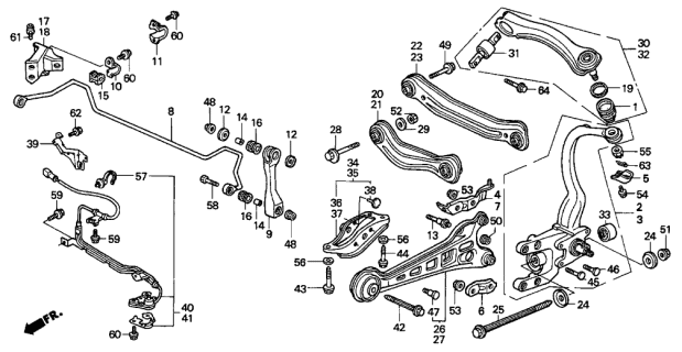 1996 Acura TL Right Rear Trailing Arm Assembly Diagram for 52371-SW5-305