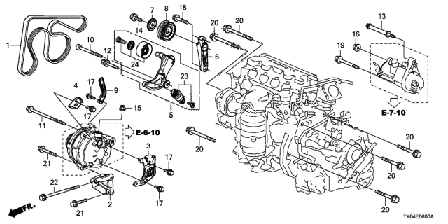 2013 Acura ILX Pulley Set, Tensioner Diagram for 31189-R0A-015
