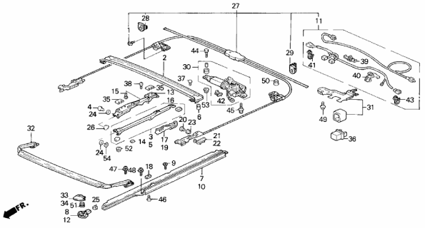 1991 Acura Legend Sunroof Motor Assembly Diagram for 70450-SP1-A01