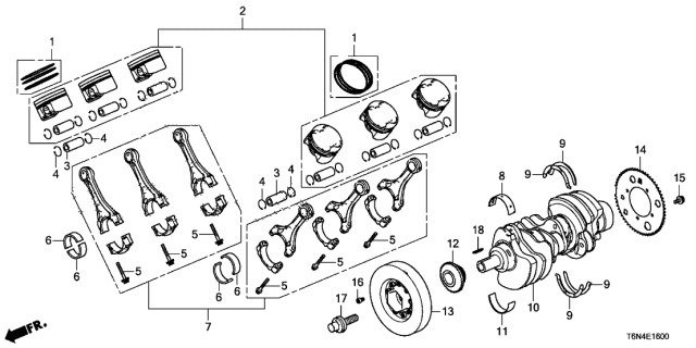 2018 Acura NSX Bearing A, Main (Lower) (Blue) Diagram for 13341-58G-A01