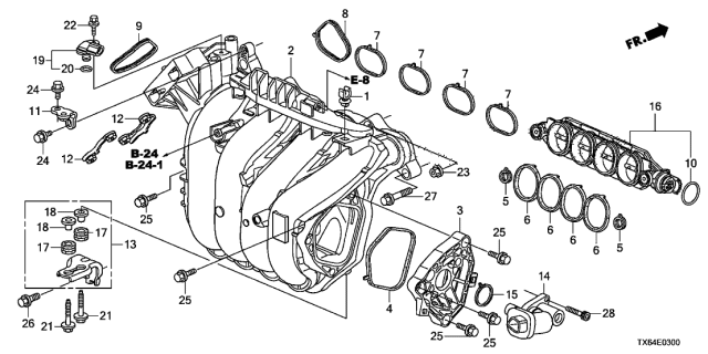 2015 Acura ILX Bypass Valve Cover Gasket Diagram for 17102-RNA-A01