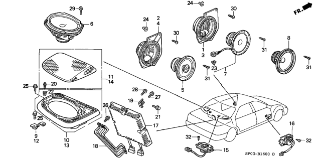 1991 Acura Legend Grille Assembly, Right Rear Speaker (Grace Blue) Diagram for 39125-SP0-A01ZB