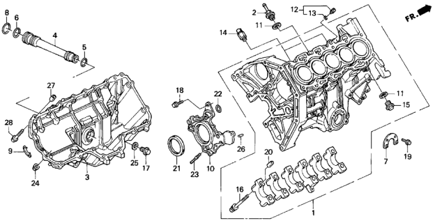 1997 Acura TL Cylinder Block - Oil Pan Diagram