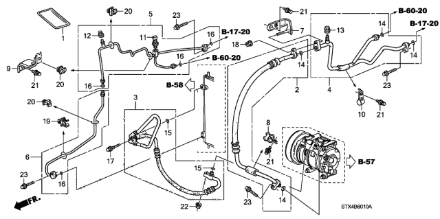 2007 Acura MDX Stay, Suction Pipe Diagram for 80361-SHJ-A00