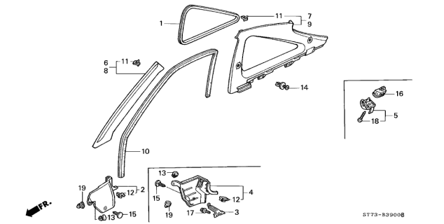 1997 Acura Integra Pillar Garnish Diagram