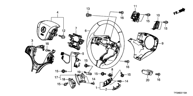 2020 Acura RLX Driver Air Bag Module Assembly (Light Orchid) Diagram for 77810-TY2-A82ZB