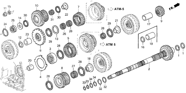 1991 Acura Legend Gear, Countershaft Reverse Diagram for 23551-PY4-010