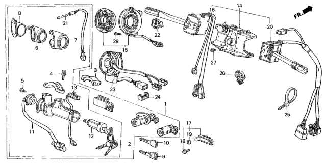 1988 Acura Legend Lock Set Diagram for 35010-SG0-A04