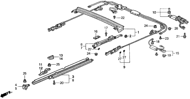 1998 Acura CL Holder Assembly, Passenger Side Guide Rail Diagram for 70312-S04-003