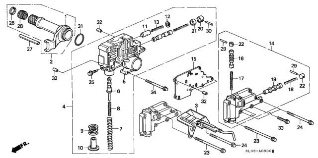 1991 Acura NSX Body Assembly, Lock-Up Valve Diagram for 27600-PR9-000