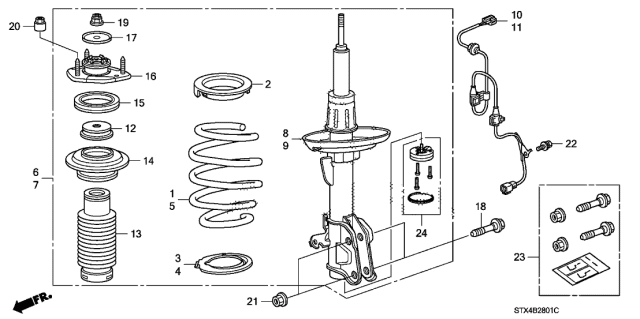 2008 Acura MDX Front Shock Absorber Mounting Rubber Diagram for 51920-STX-A51