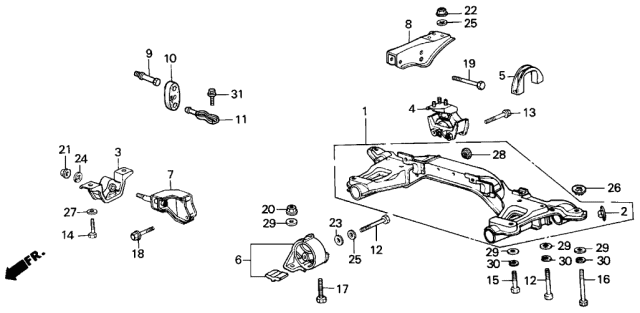 1988 Acura Integra Washer, Transmission Mounting Diagram for 90504-SB2-000
