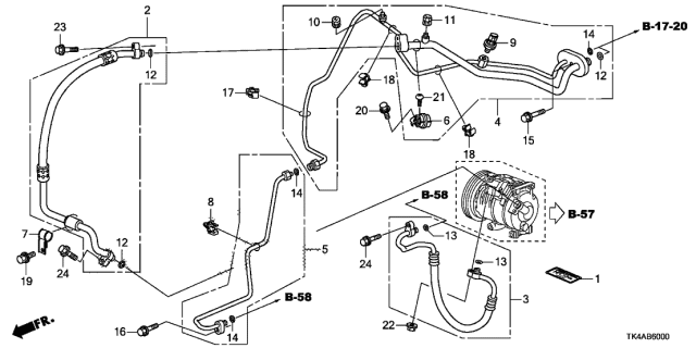 2014 Acura TL Clamp A, Air Conditioner Pipe Diagram for 80360-TA0-A00