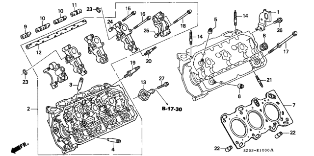 2002 Acura RL Cylinder Head Assembly, Driver Side Diagram for 12100-P5A-000