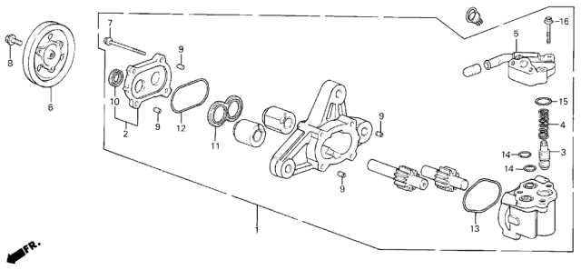 1988 Acura Integra Power Steering Pump Sub-Assembly Diagram for 56110-PG6-030