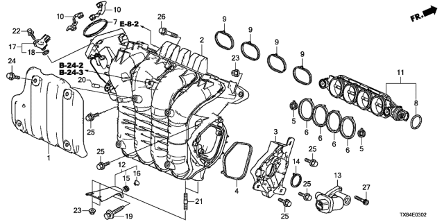 2017 Acura ILX Manifold Complete ,Int Diagram for 17100-RDF-A01