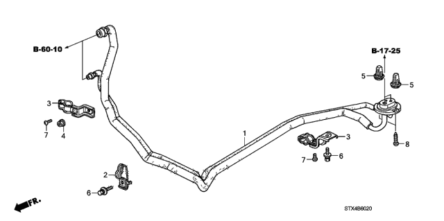2009 Acura MDX Bracket C, Air Conditioner Pipe Diagram for 80363-S0X-A00