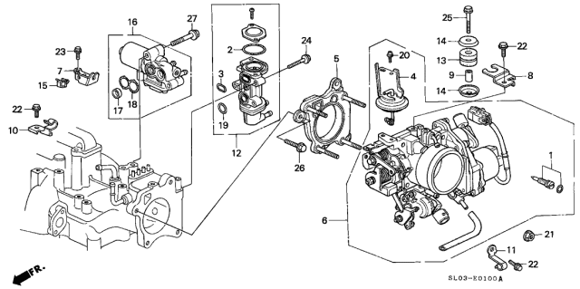1991 Acura NSX Fast Idle (Af24A) Valve Assembly Diagram for 16500-PR7-A00