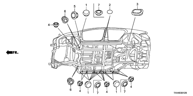 2015 Acura RDX Grommet Diagram