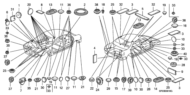 1992 Acura Legend Grommet - Plug Diagram