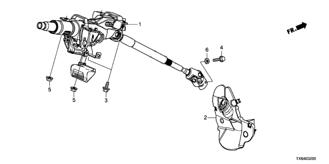 2015 Acura ILX Column Assembly, Steering Diagram for 53200-TX6-A12