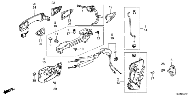 2022 Acura MDX Left Front Door Power Latch Assembly Diagram for 72150-TVA-A02