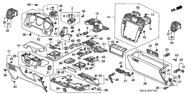 2003 Acura MDX Instrument Panel Garnish Diagram