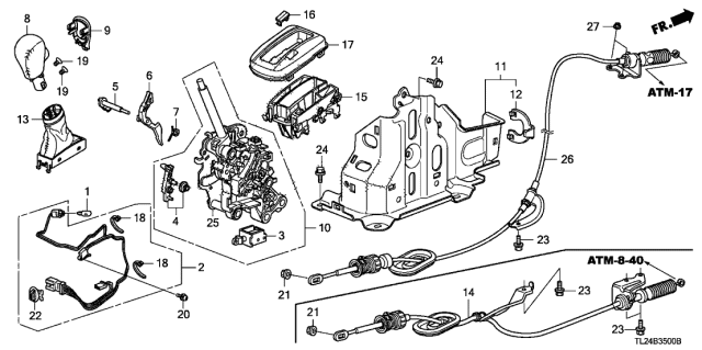 2009 Acura TSX Escutcheon, Console Diagram for 54711-TL0-G82