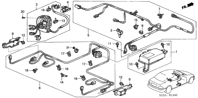 2004 Acura RL SRS Unit Kit Diagram for 06772-SZ3-A91