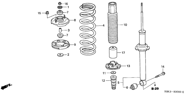 2003 Acura TL Rear Shock Absorber Unit Diagram for 52611-S0K-A51