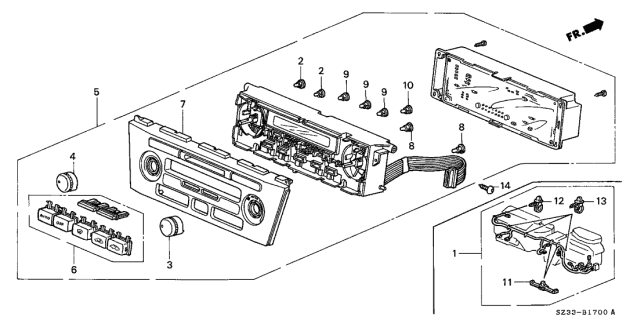 1996 Acura RL Neo-Wedge Bulb Diagram for 79672-SZ3-505