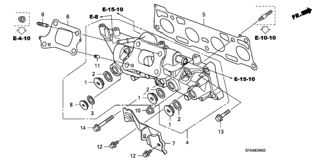 2009 Acura RDX Exhaust Manifold Diagram for 18100-RWC-A00