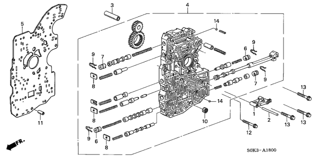 2001 Acura TL 5AT Main Valve Body Diagram
