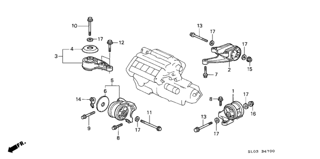 1998 Acura NSX Rubber, Transmission Mounting (At) Diagram for 50805-SL0-980